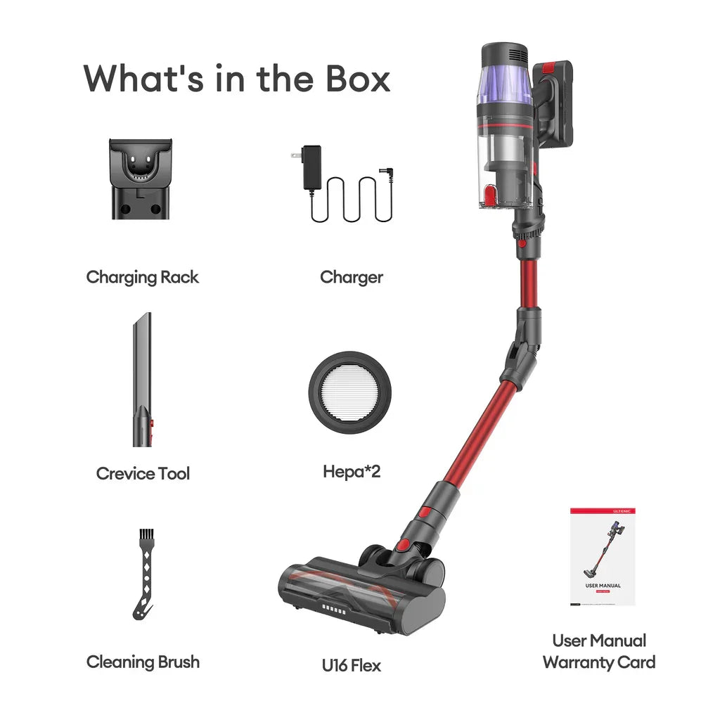 Ultenic U16 Flex Cordless Vacuum - 45,000Pa High Suction for Carpet, Pet Hair & Home Cleaning