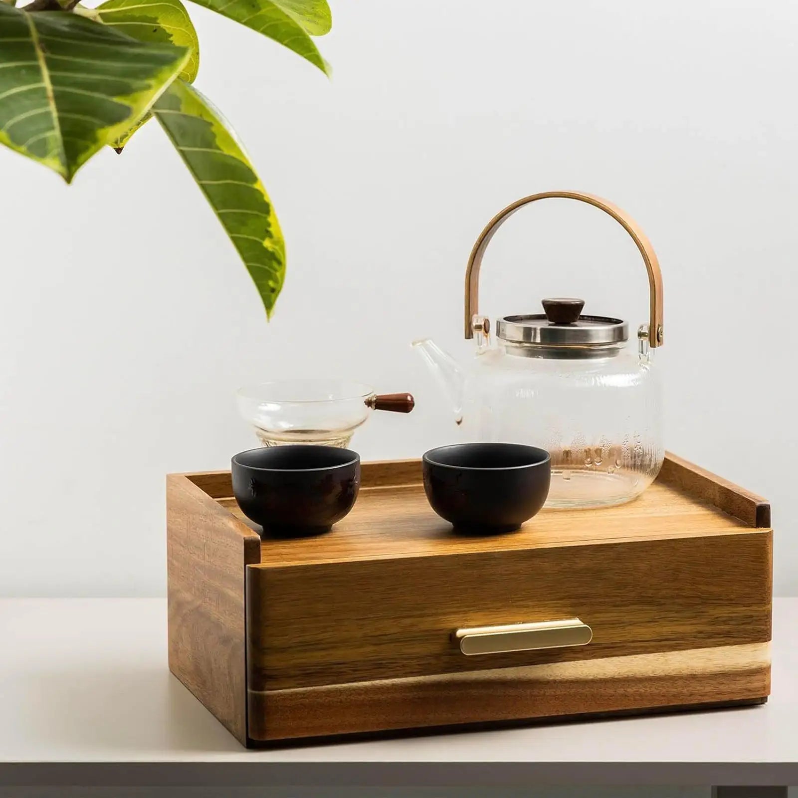 Wood Tea Bag Organizer with Multiple Compartments Practical Tea Box Organizer for Display Home Pantry Kitchen Office Countertop