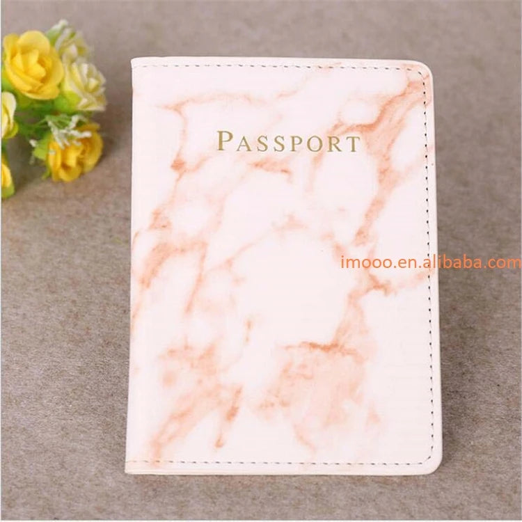 Factory Price Passport Holder Pu Leather Marble Style Passport Cover Travel Accessories ID Card Wallet Case