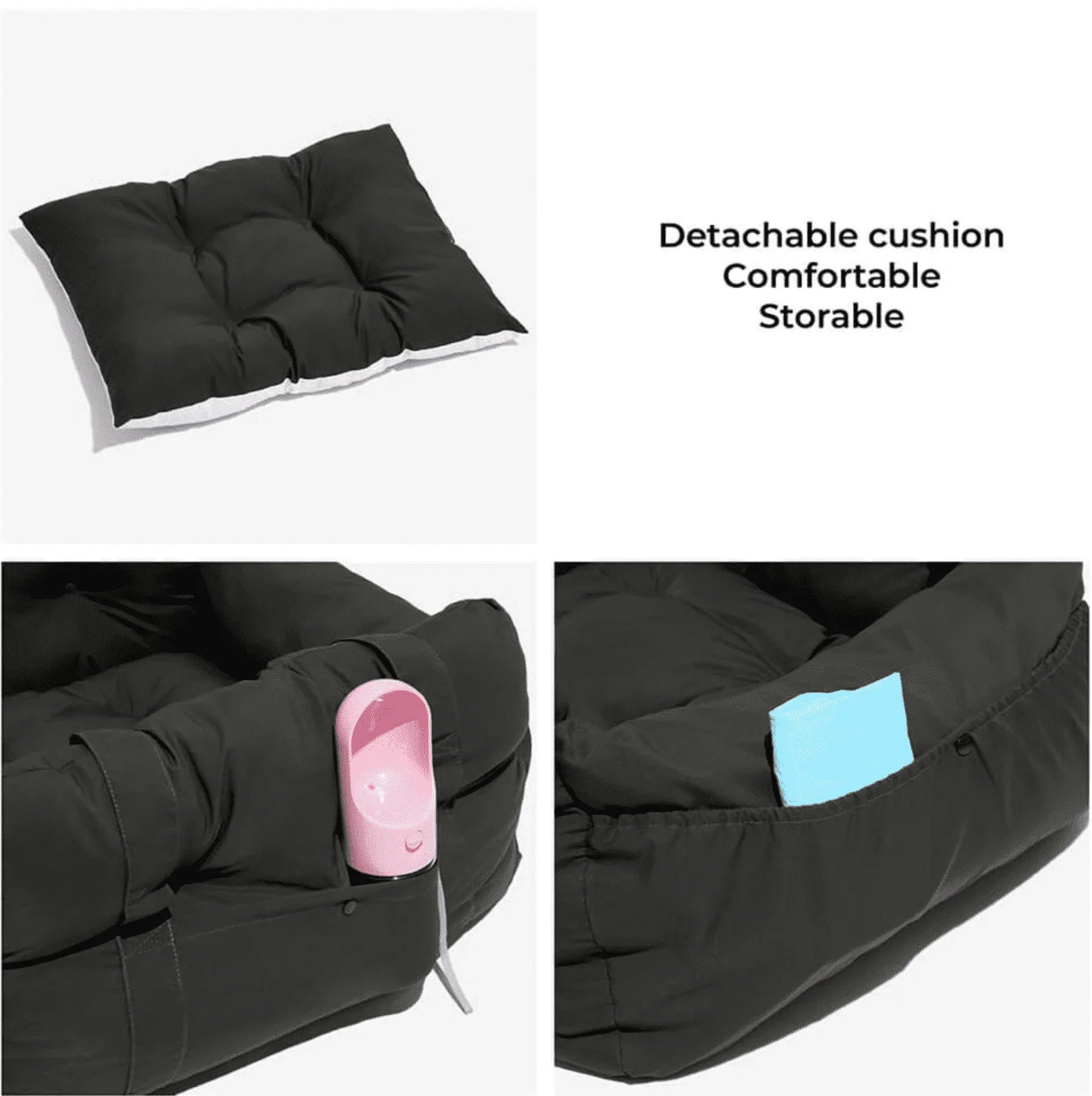 Portable Dog Car Seat Dog Travel Accessories Dual-use Car Pet Bed Booster Seat with Handy Side Pocket for Small and Medium Dogs