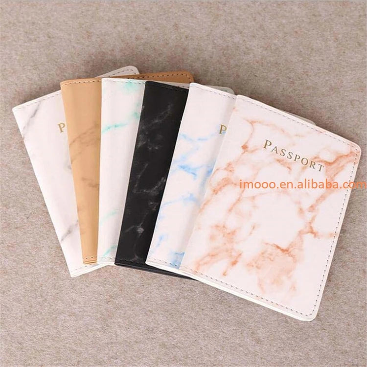 Factory Price Passport Holder Pu Leather Marble Style Passport Cover Travel Accessories ID Card Wallet Case