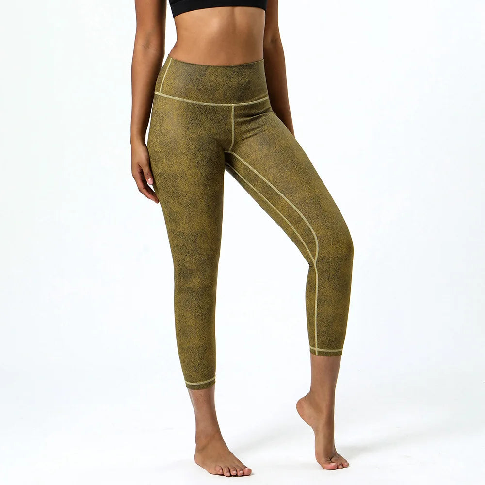 Eyun New Trends High Waisted Wet Look Liquid Lightweight Stretch Breathable Solid Yoga Pants Shinny Leather Leggings for Women