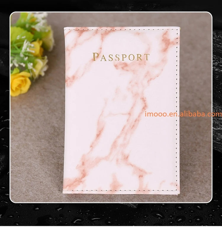 Factory Price Passport Holder Pu Leather Marble Style Passport Cover Travel Accessories ID Card Wallet Case