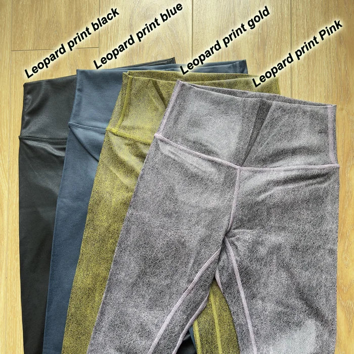 Eyun New Trends High Waisted Wet Look Liquid Lightweight Stretch Breathable Solid Yoga Pants Shinny Leather Leggings for Women
