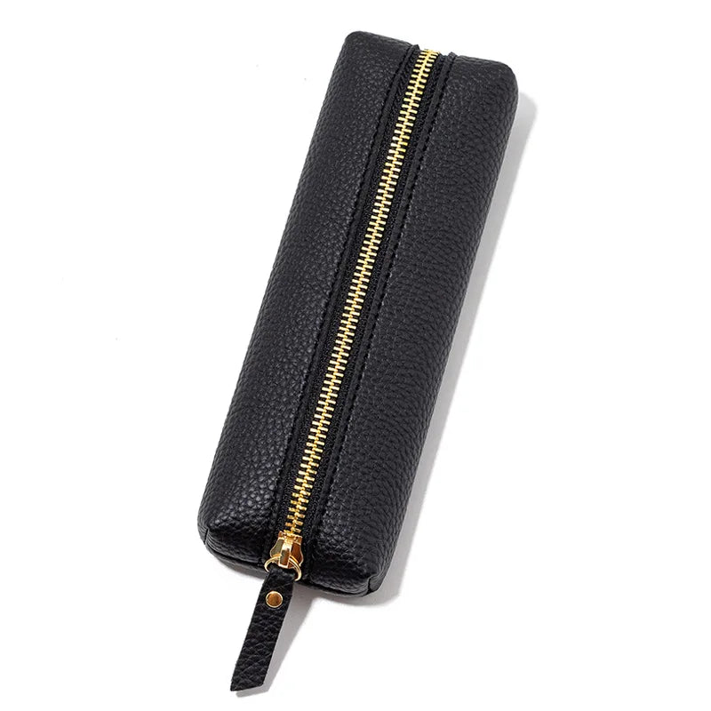 High-quality Retro PU Leather Storage Case Bag Zipper Pouch for Travel Accessories Makeup Brushes Storage Pencil Organizer