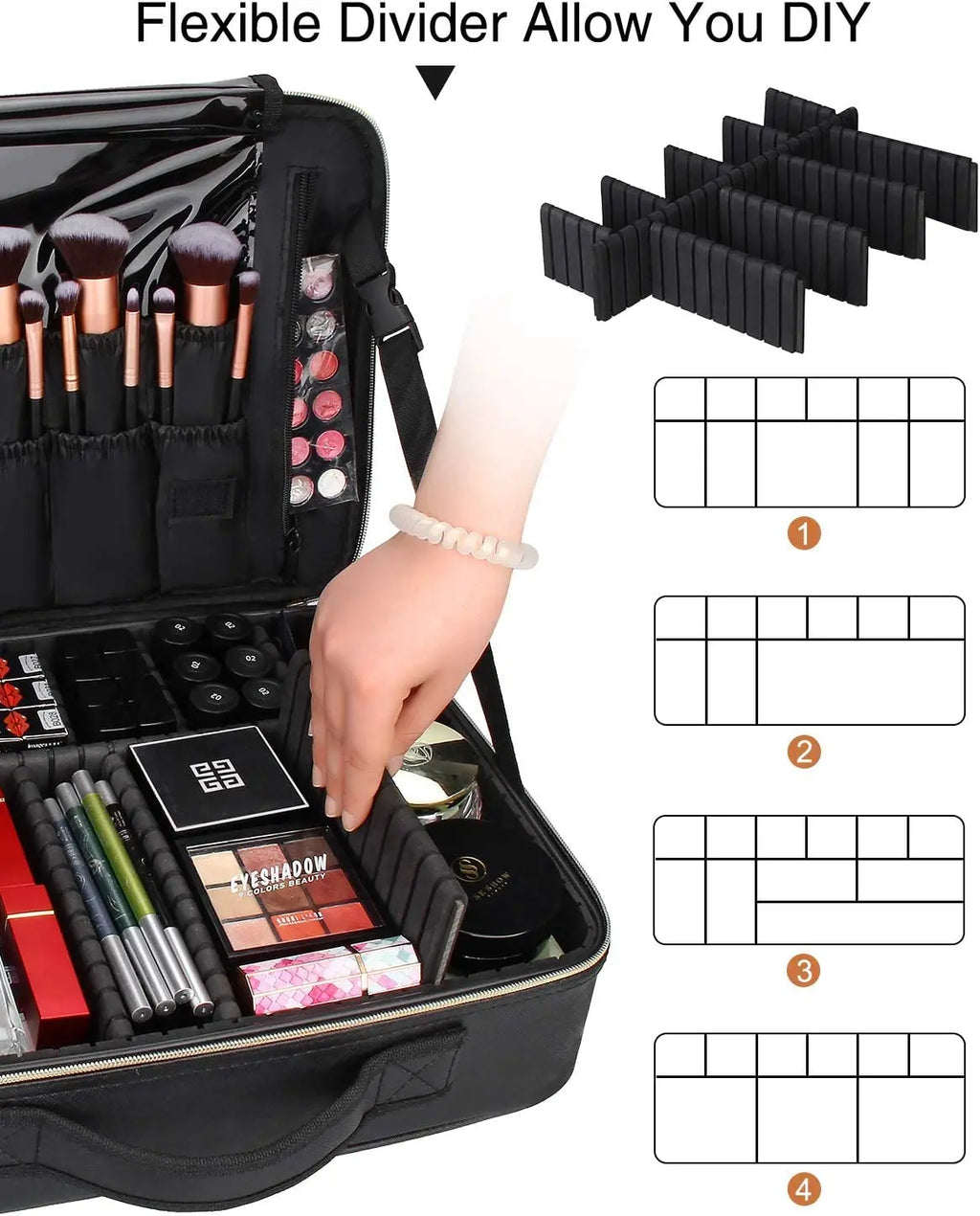 Relavel Professional Train Case 16.5 Inches Zipper Bag Travel Accessories Waterproof Cosmetic Bag Storage Box