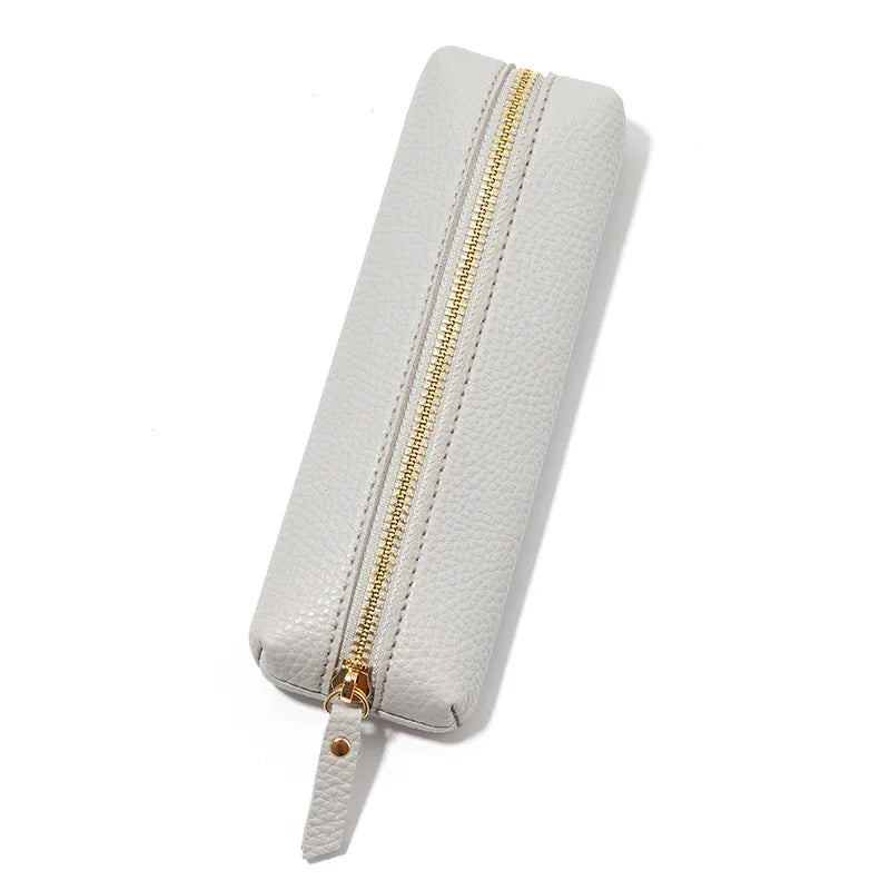 High-quality Retro PU Leather Storage Case Bag Zipper Pouch for Travel Accessories Makeup Brushes Storage Pencil Organizer