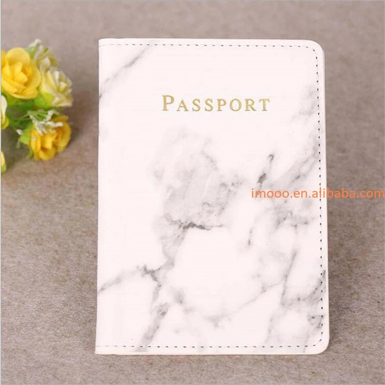 Factory Price Passport Holder Pu Leather Marble Style Passport Cover Travel Accessories ID Card Wallet Case
