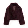 PB&ZA Women 2024 Autumn New Fashion Eco-friendly Fur Short Coat Vintage Long Sleeve Female Chic Overcoat