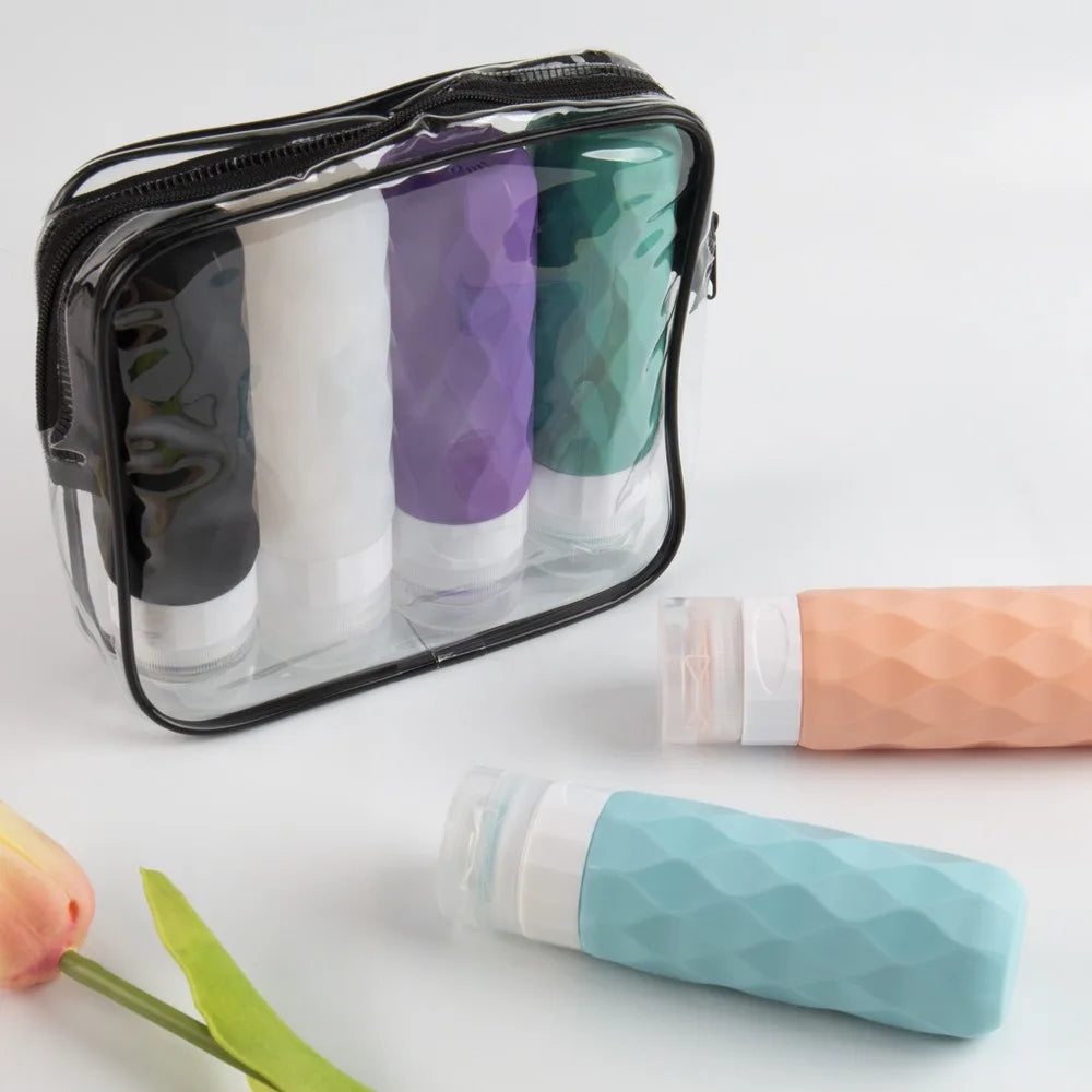 Sinodiving Silicone Travel Bottles Toiletries 4Pack Tsa Approved 3oz Leak-Proof Refillable Bottles BPA Free Travel Accessories