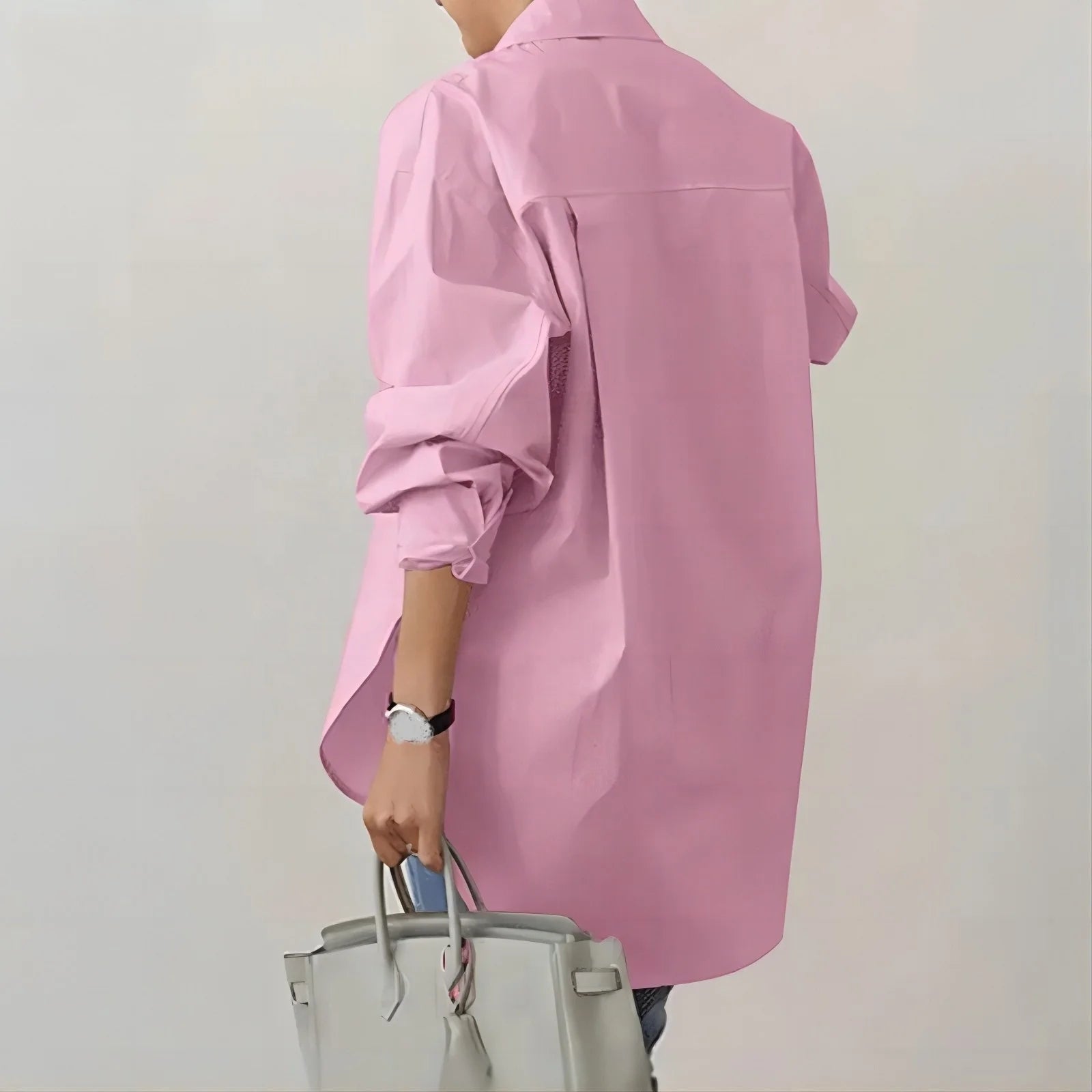 Elegant Collar Long Sleeve Shirt Fashion Women Spring and Autumn Solid Color Split OL Work Office Casual Shirt
