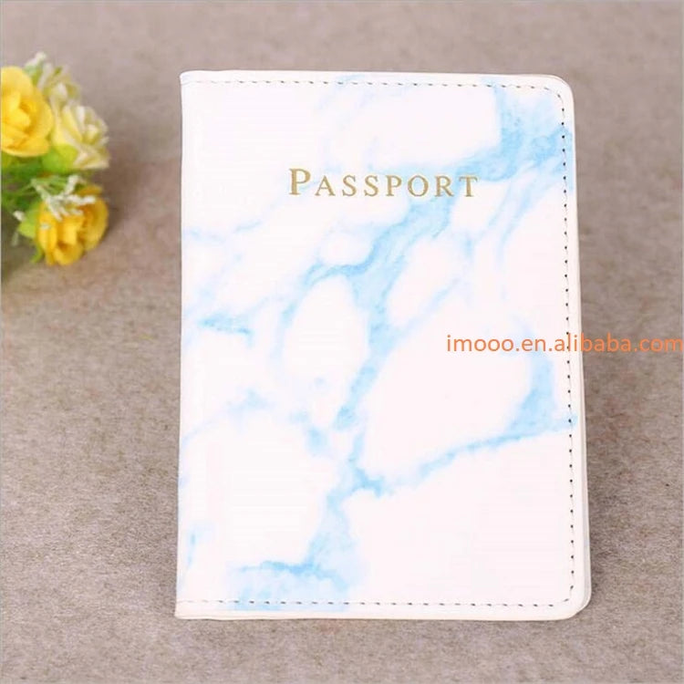 Factory Price Passport Holder Pu Leather Marble Style Passport Cover Travel Accessories ID Card Wallet Case