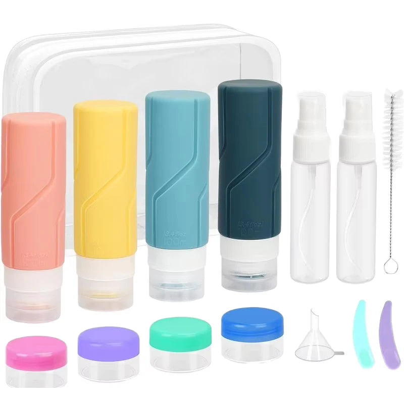3oz Leak Proof Refillable Travel Accessories for Shampoo Conditioner BPA Free Travel Bottles for Toiletries with Toiletry Bag