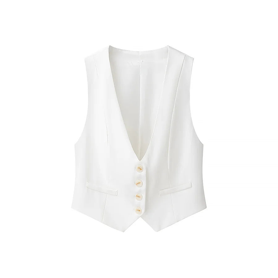 PB&ZA Women 2025 Summer New Fashion vest slimming suit pants Suit Vintage Sleeveless Vest Female + Pants Women's Suit