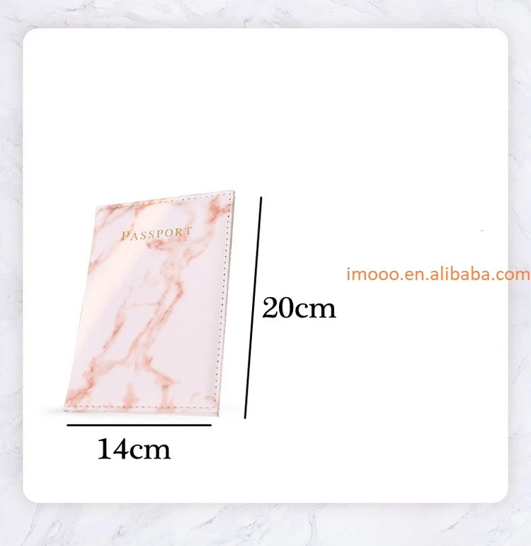 Factory Price Passport Holder Pu Leather Marble Style Passport Cover Travel Accessories ID Card Wallet Case
