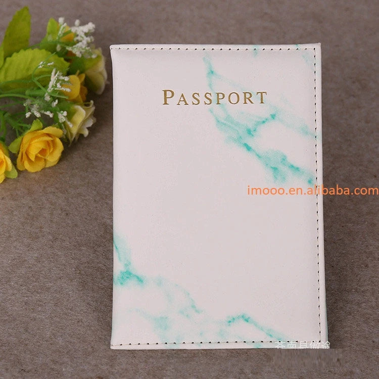 Factory Price Passport Holder Pu Leather Marble Style Passport Cover Travel Accessories ID Card Wallet Case