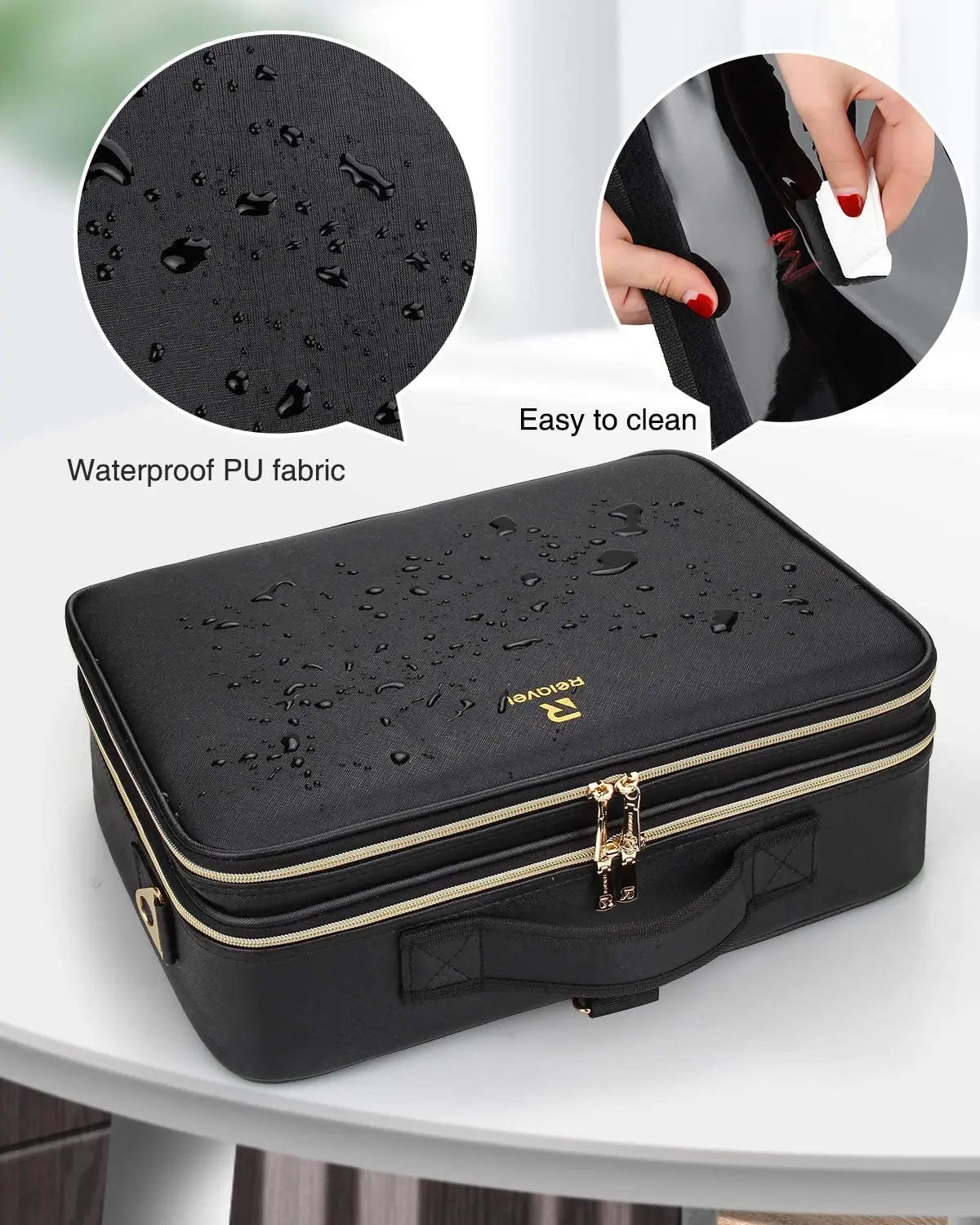 Relavel Professional Train Case 16.5 Inches Zipper Bag Travel Accessories Waterproof Cosmetic Bag Storage Box