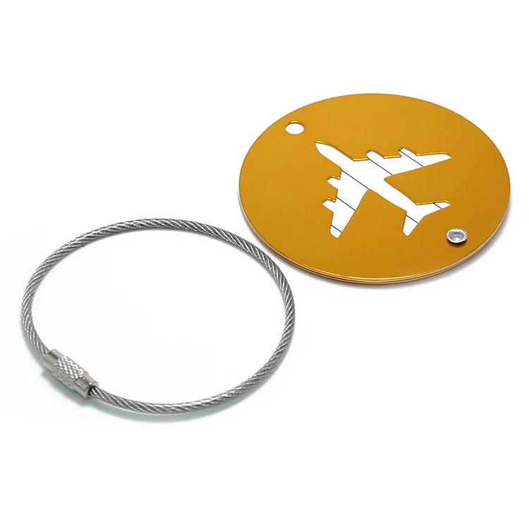 Promotional Gifts Round Baggage Tag Travel Accessories Suitcase ID Name Tag Steel Wire Anodized Aluminum Luggage Tag Round Metal