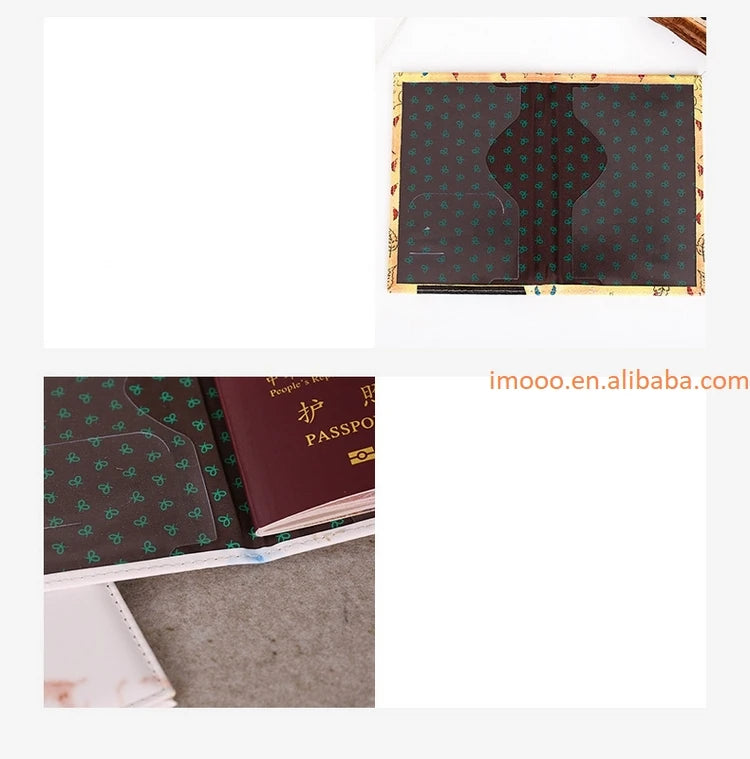 Factory Price Passport Holder Pu Leather Marble Style Passport Cover Travel Accessories ID Card Wallet Case