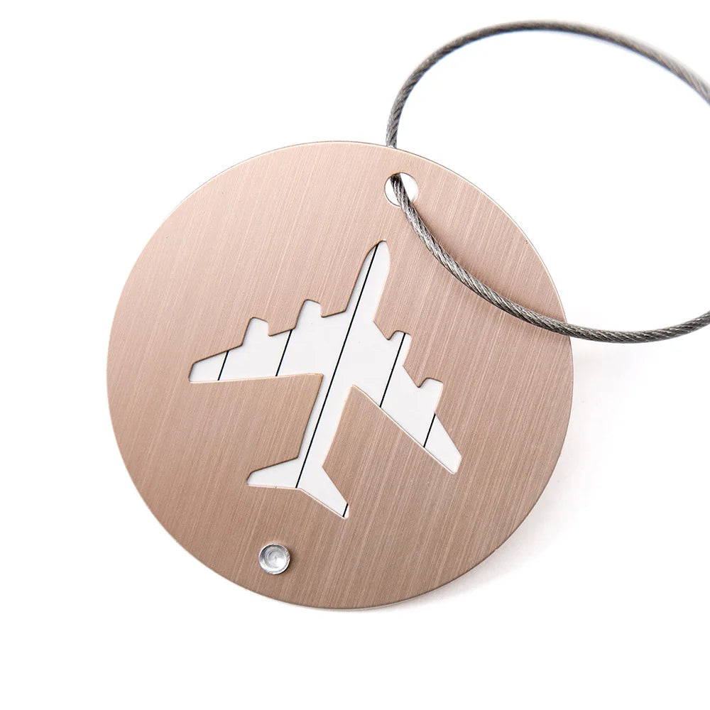 Promotional Gifts Round Baggage Tag Travel Accessories Suitcase ID Name Tag Steel Wire Anodized Aluminum Luggage Tag Round Metal
