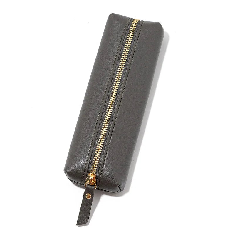 High-quality Retro PU Leather Storage Case Bag Zipper Pouch for Travel Accessories Makeup Brushes Storage Pencil Organizer
