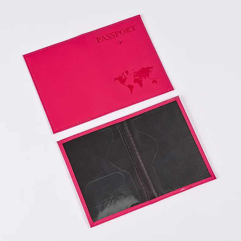 Factory Price 3x4 Inches Passport Holder ID Cover Bank Card Business PU Wallet Case Holder Air Plan Travel Accessories