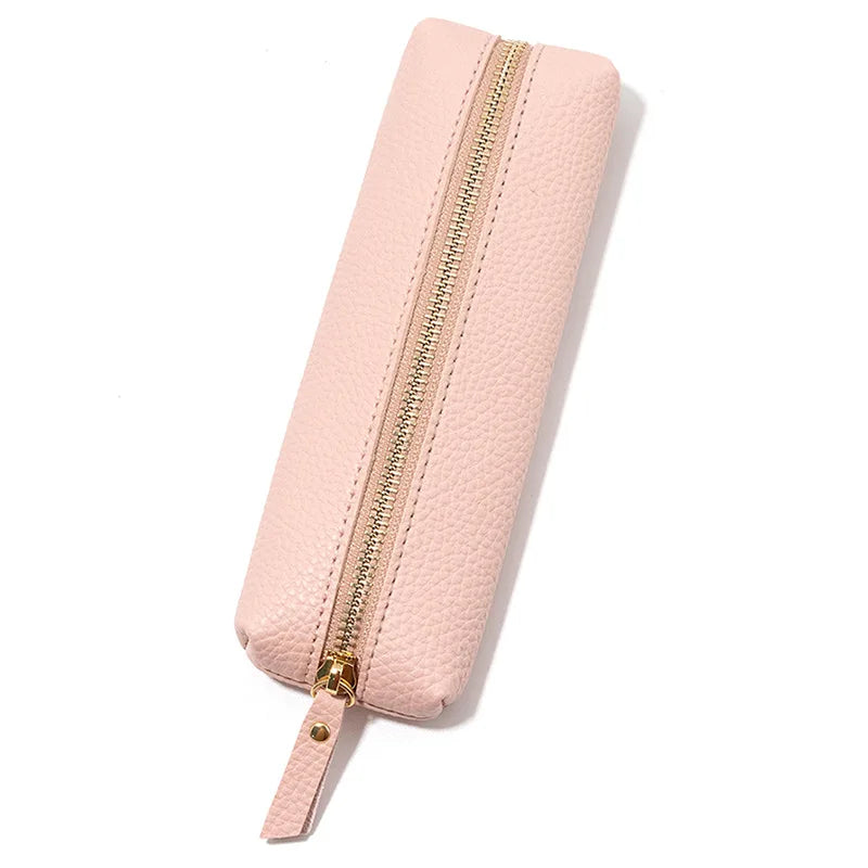 High-quality Retro PU Leather Storage Case Bag Zipper Pouch for Travel Accessories Makeup Brushes Storage Pencil Organizer