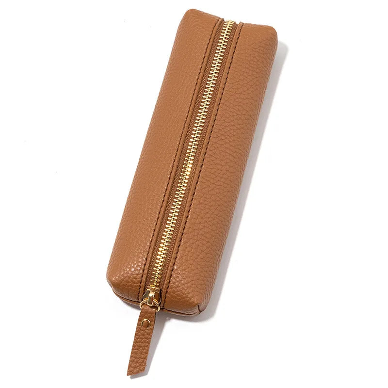 High-quality Retro PU Leather Storage Case Bag Zipper Pouch for Travel Accessories Makeup Brushes Storage Pencil Organizer