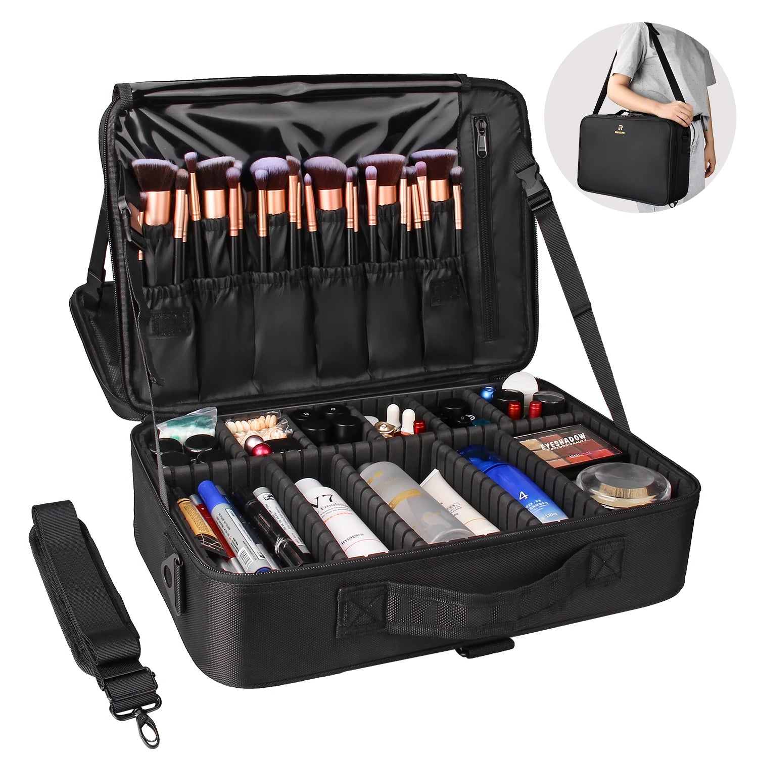 Relavel Professional Train Case 16.5 Inches Zipper Bag Travel Accessories Waterproof Cosmetic Bag Storage Box
