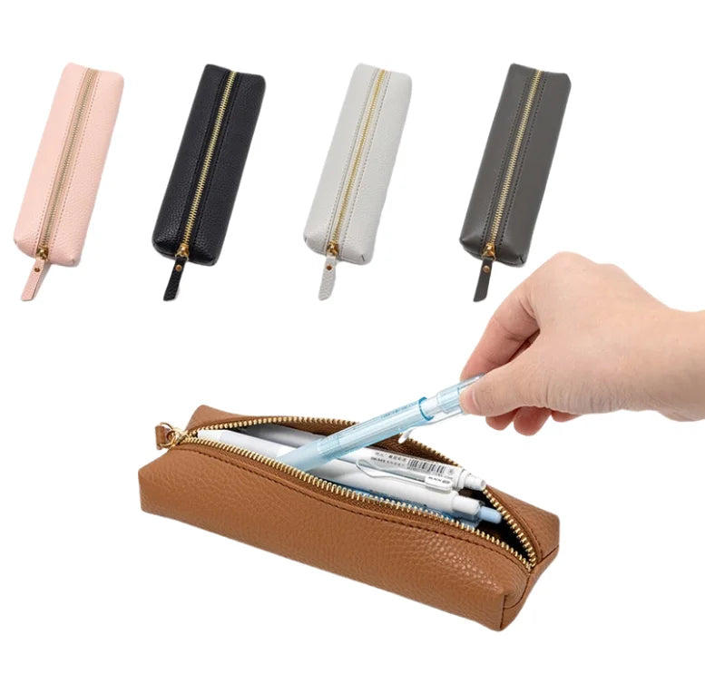 High-quality Retro PU Leather Storage Case Bag Zipper Pouch for Travel Accessories Makeup Brushes Storage Pencil Organizer