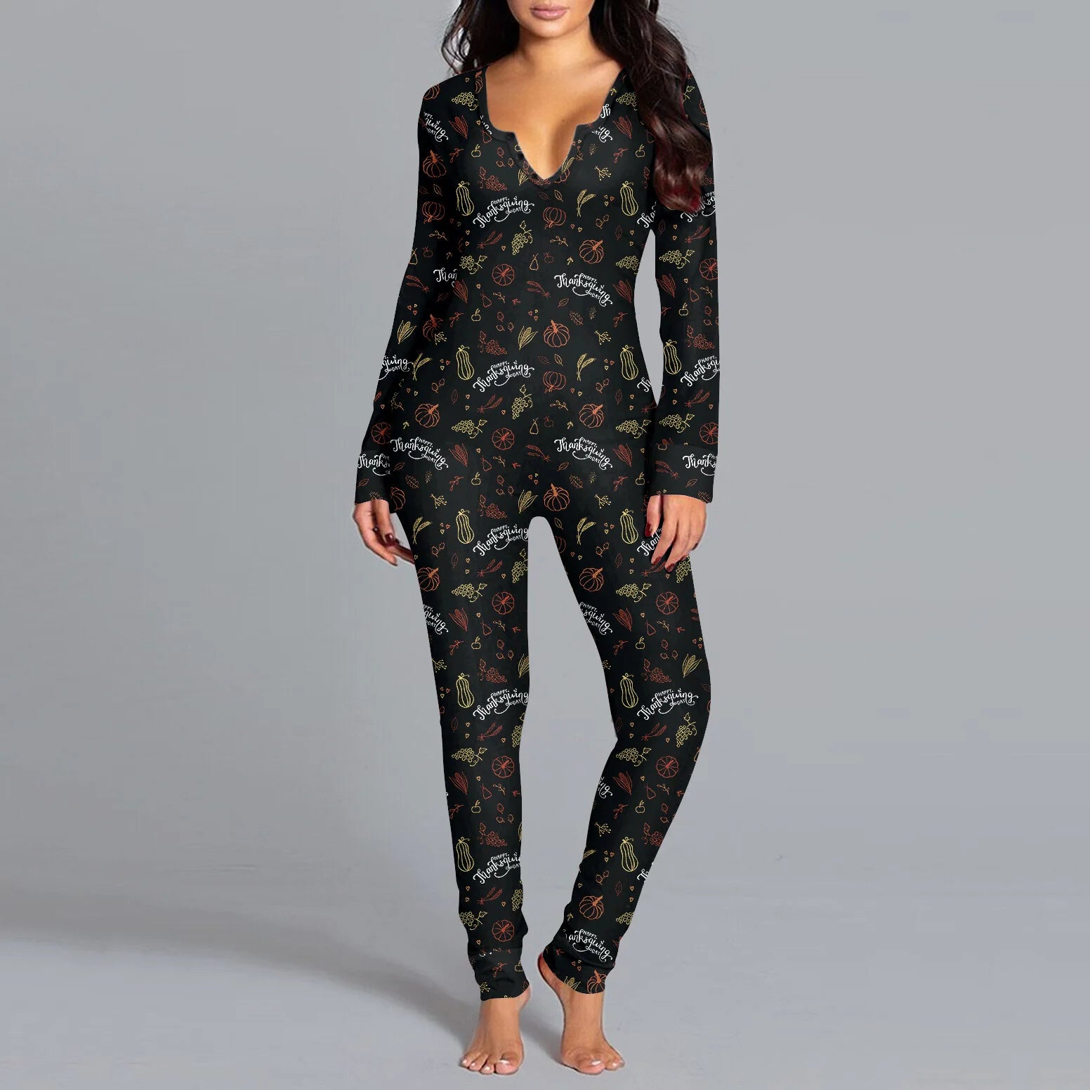 BH1044  2023 Fall and Winter Women Halloween Costume Pajamas Ghost Digital Print Jumpsuit