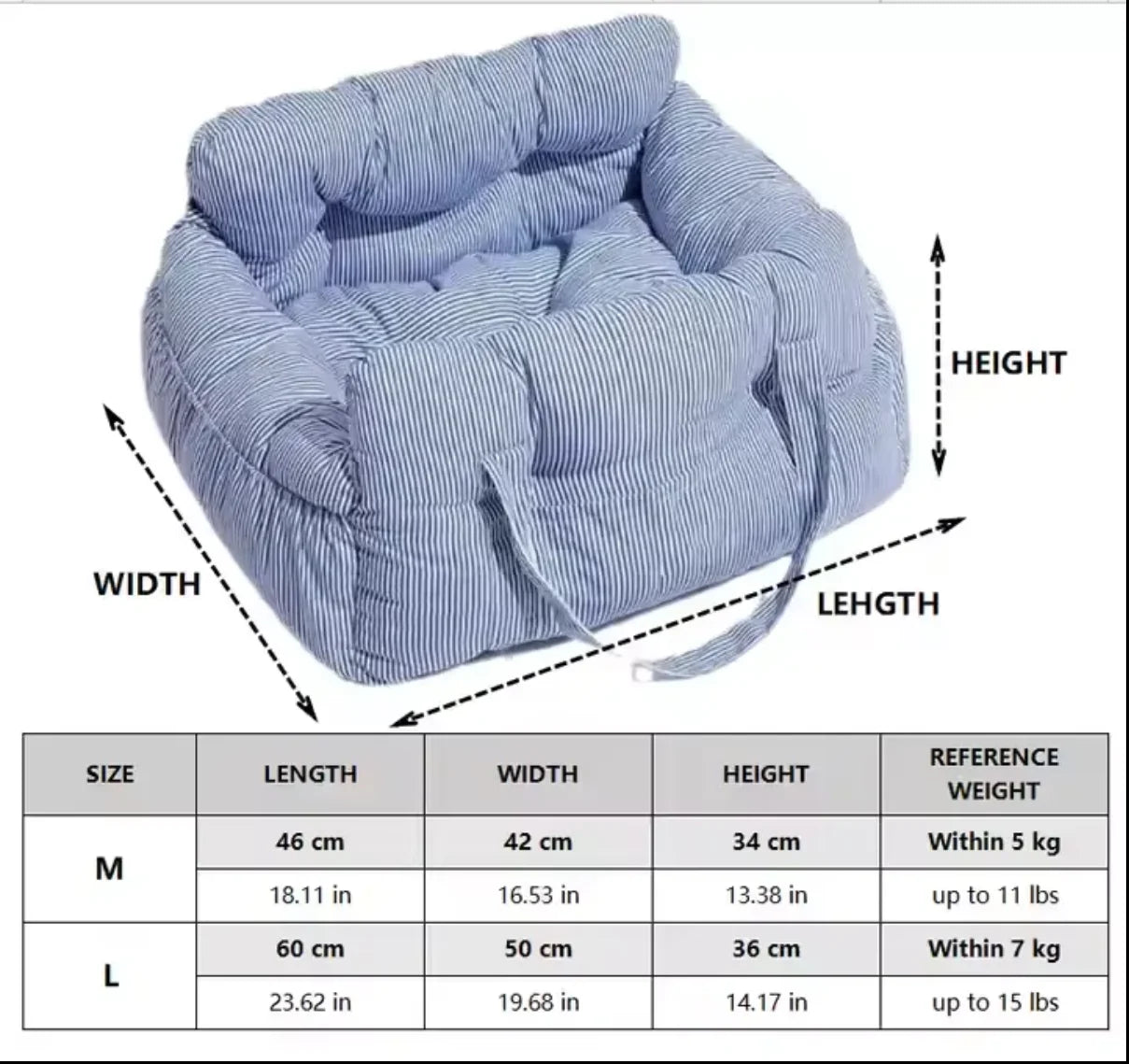 Portable Dog Car Seat Dog Travel Accessories Dual-use Car Pet Bed Booster Seat with Handy Side Pocket for Small and Medium Dogs