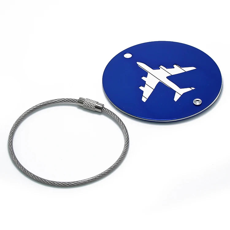 Promotional Gifts Round Baggage Tag Travel Accessories Suitcase ID Name Tag Steel Wire Anodized Aluminum Luggage Tag Round Metal