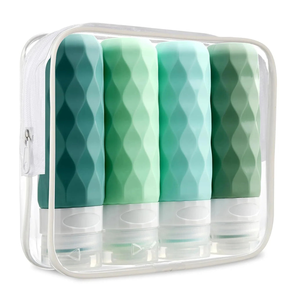 Sinodiving Silicone Travel Bottles Toiletries 4Pack Tsa Approved 3oz Leak-Proof Refillable Bottles BPA Free Travel Accessories