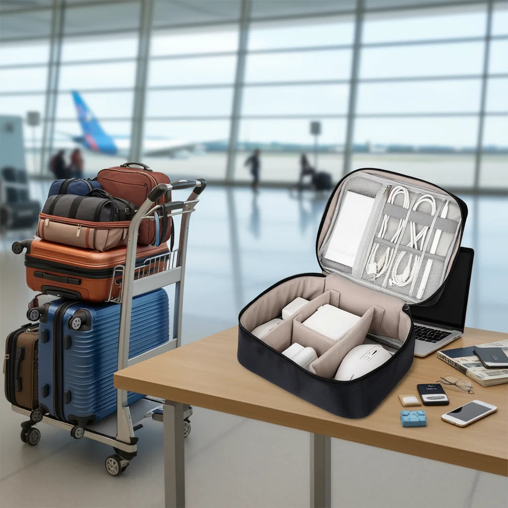 Electronics Organizer Travel Accessories Case Portable Nylon Cable Storage Bag For Tablet Charger Flash Drive SD Card