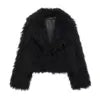 PB&ZA Women 2024 Autumn New Fashion Eco-friendly Fur Short Coat Vintage Long Sleeve Female Chic Overcoat