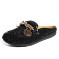 Fashion Crystal Bling Mules Slippers Women Shoes Female Mules Shoes Round Low Heels Elegant Shoes Woman Slipper Casual Shoes