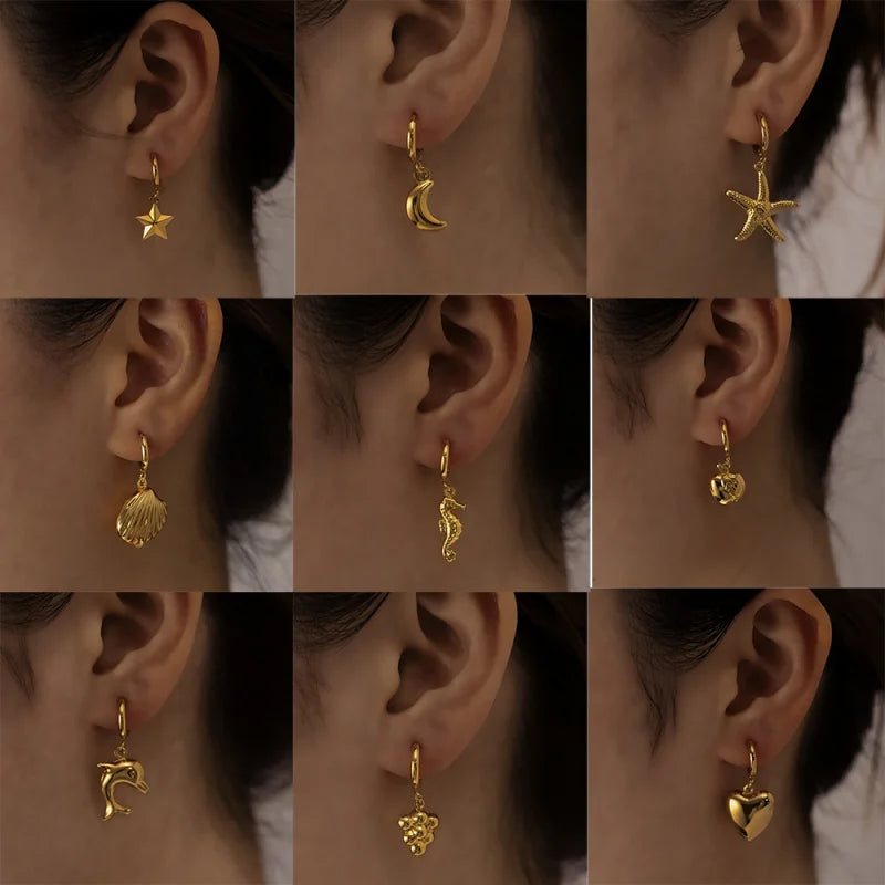 Elegant Stainless Steel Pendant Earrings Trendy Beach Vacation Pendant Earrings Party Travel Accessories Gifts for Women