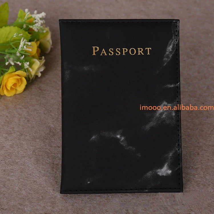 Factory Price Passport Holder Pu Leather Marble Style Passport Cover Travel Accessories ID Card Wallet Case