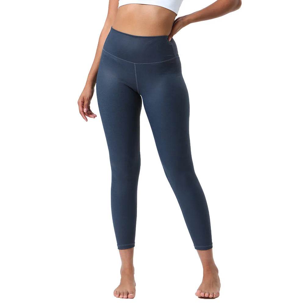 Eyun New Trends High Waisted Wet Look Liquid Lightweight Stretch Breathable Solid Yoga Pants Shinny Leather Leggings for Women