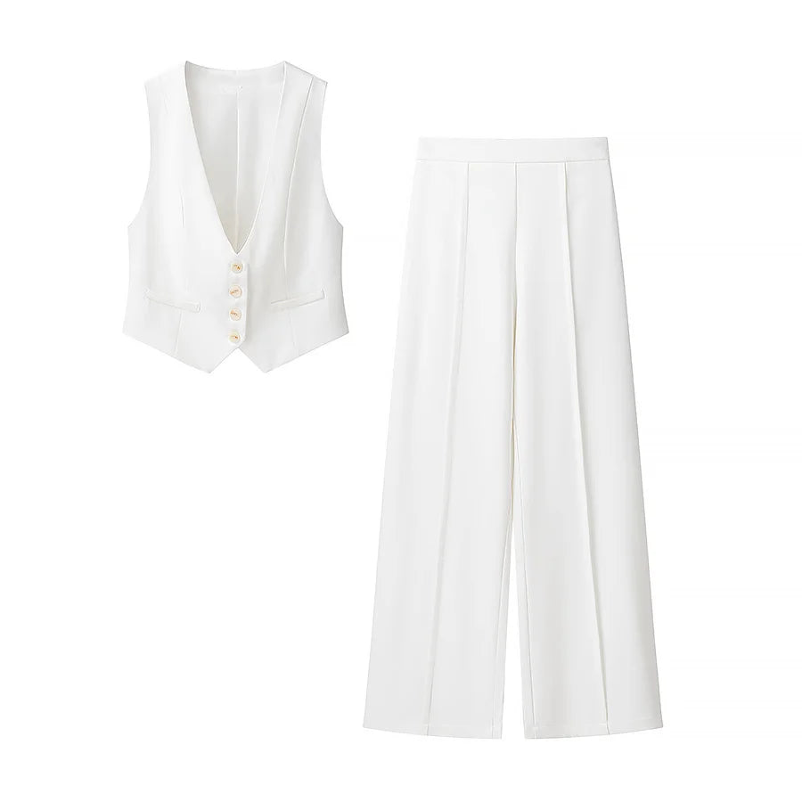 PB&ZA Women 2025 Summer New Fashion vest slimming suit pants Suit Vintage Sleeveless Vest Female + Pants Women's Suit