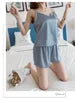 New Arrive  Plus Size Women's Sling Ice Silk Sleepwear Camisole and Shorts Two Piece Short Sets 2 Piece Women Pajamas Sleepwear