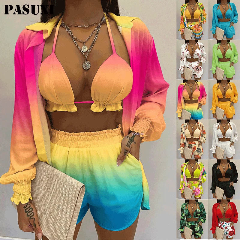 PASUXI Hot Sale Women Clothing Cotton Short Sleeves Neon Two Pieces Shorts Set Casual 2 Piece Women Outfit