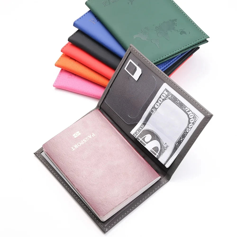 Factory Price 3x4 Inches Passport Holder ID Cover Bank Card Business PU Wallet Case Holder Air Plan Travel Accessories