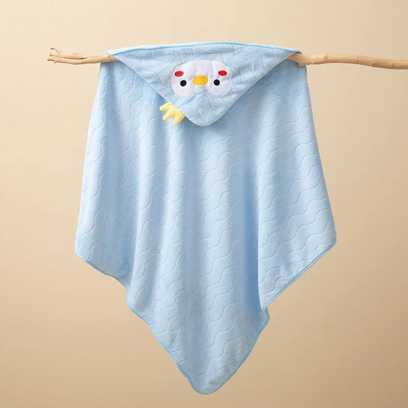 Toddler Bathrobe Infant Bath Towel Boy Girl Blankets Swaddle With Hood Cartoon Coral Fleece Towel Blanket Newborn Kids Bedding