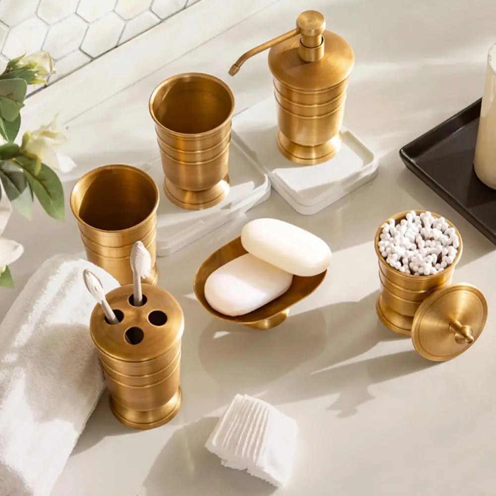 1Pc Copper Mouth Cup Soap Dispenser Dish Toothbrush Holder Home Cleaning Supply