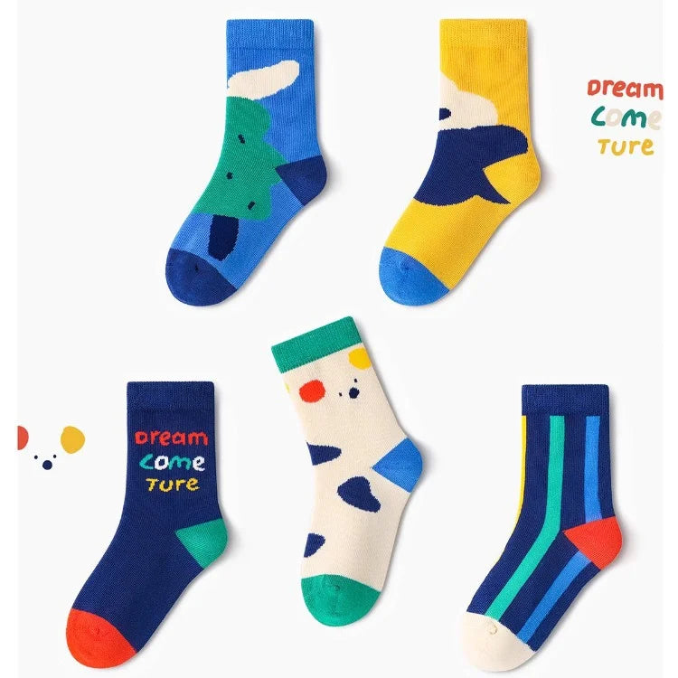Baby Socks Children Spring Socks 1-14T Boys Funny Puppy Pattern Socks5 Pairs Cotton Socks Kids Sock