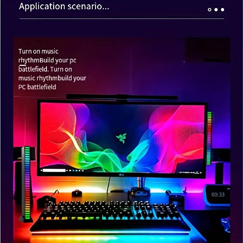 Smart LED Light Bars,Colorful Sound-Activated Rhythm Light,Usb Rechargeable,For Room Decoration,Car,Computer Desktop