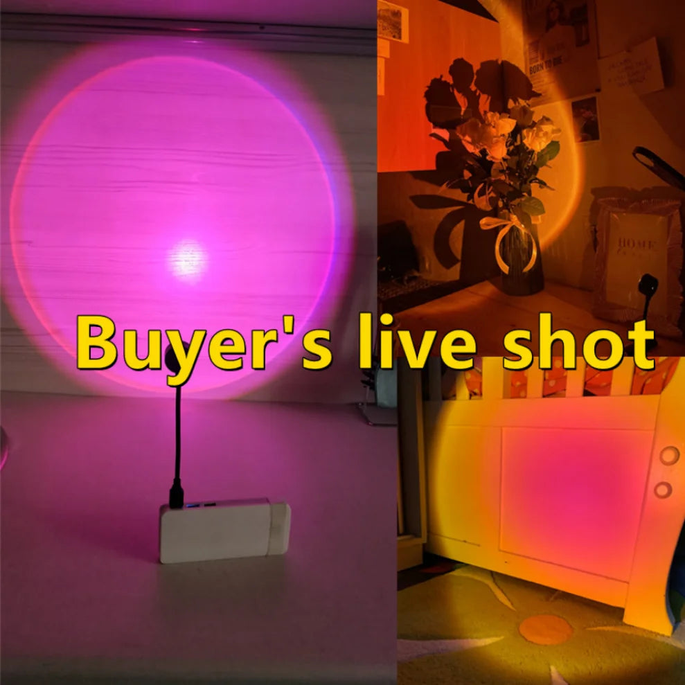 LDHLM Sunset Lamp LED USB Rainbow Neon Night Light Projector Photography Wall Atmosphere Lighting for Bedroom Decor Gift