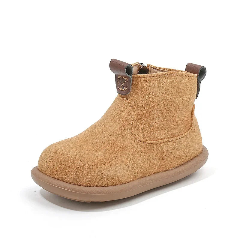Children Boots Autumn Winter Kids Warm Fur Shoes Vintage Style Toddler Boys Girls Soft PU Leather Ankle Boots Yellow, Green